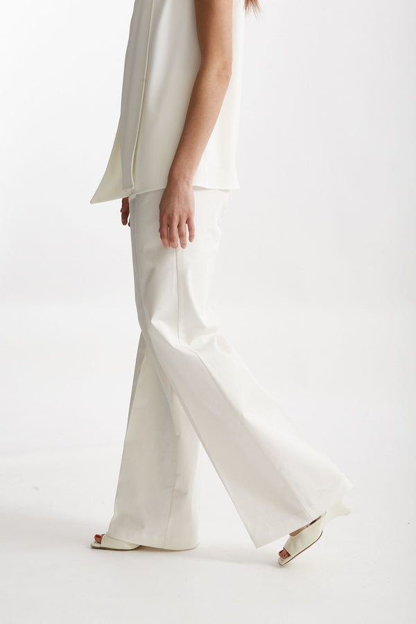 pantalone vita alta palazzo bianco women ( p - s )
