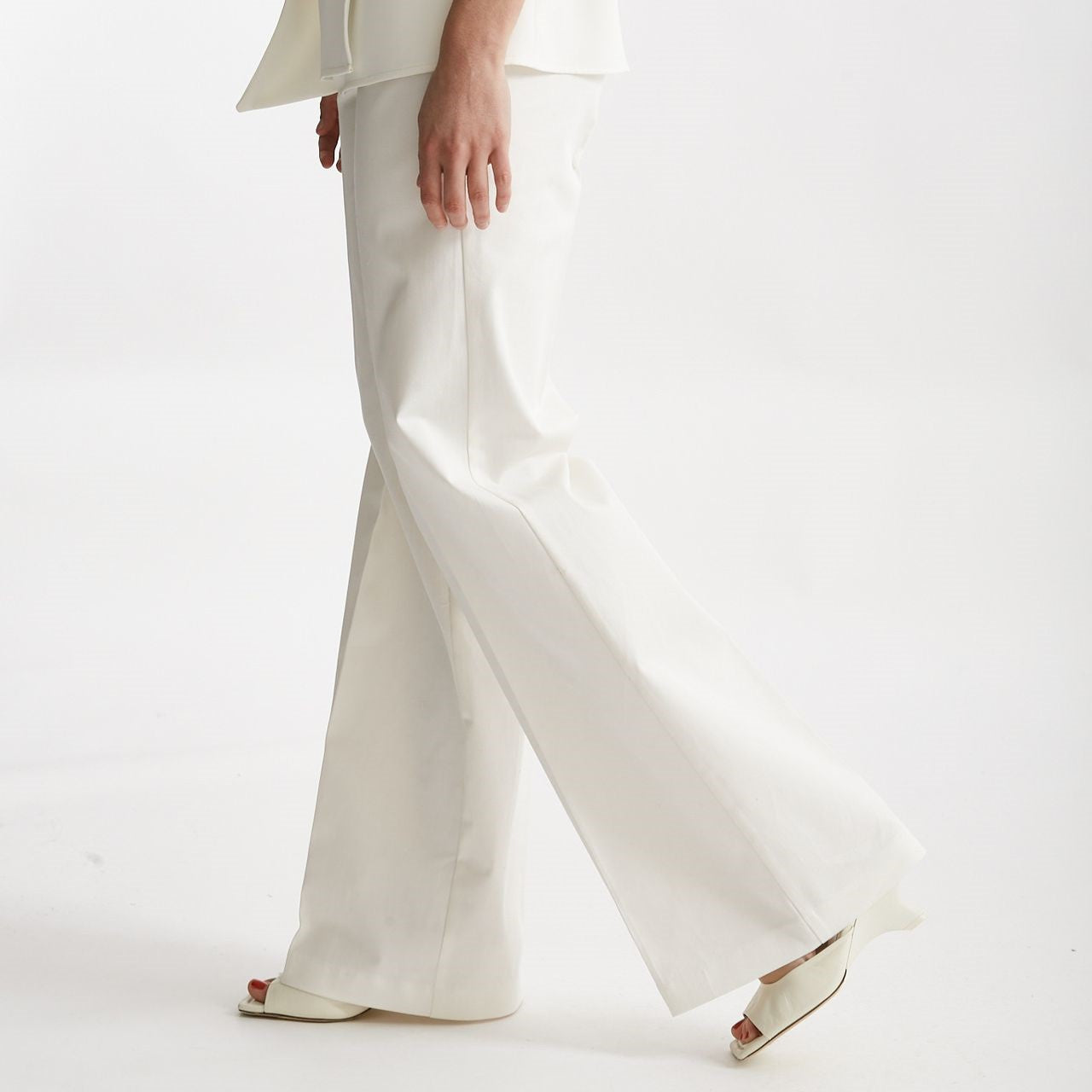 pantalone vita alta palazzo bianco women ( p - s ) - 7