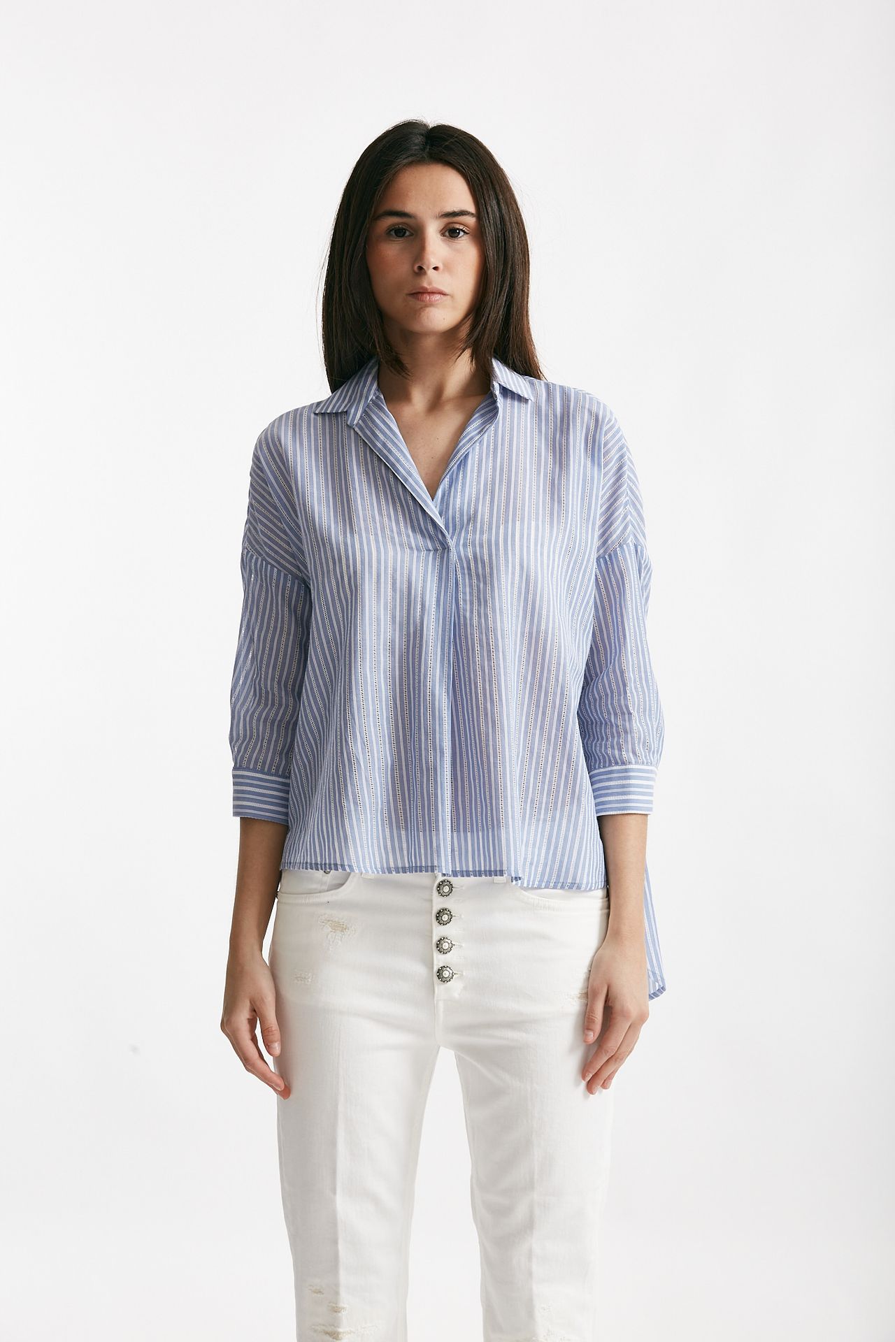 camicia rigata azzurra e bianca women ( p - s ) - 1