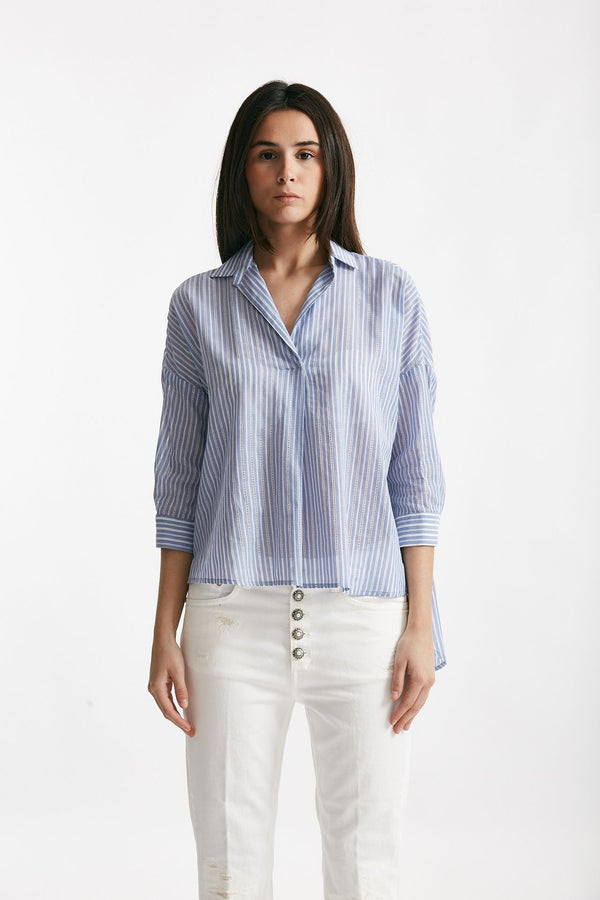 camicia rigata azzurra e bianca women ( p - s )