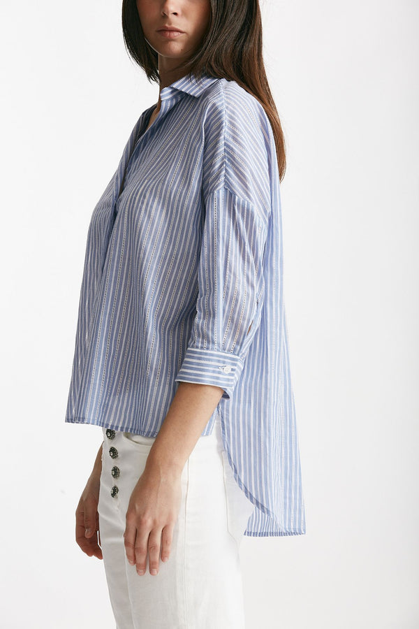 camicia rigata azzurra e bianca women ( p - s )