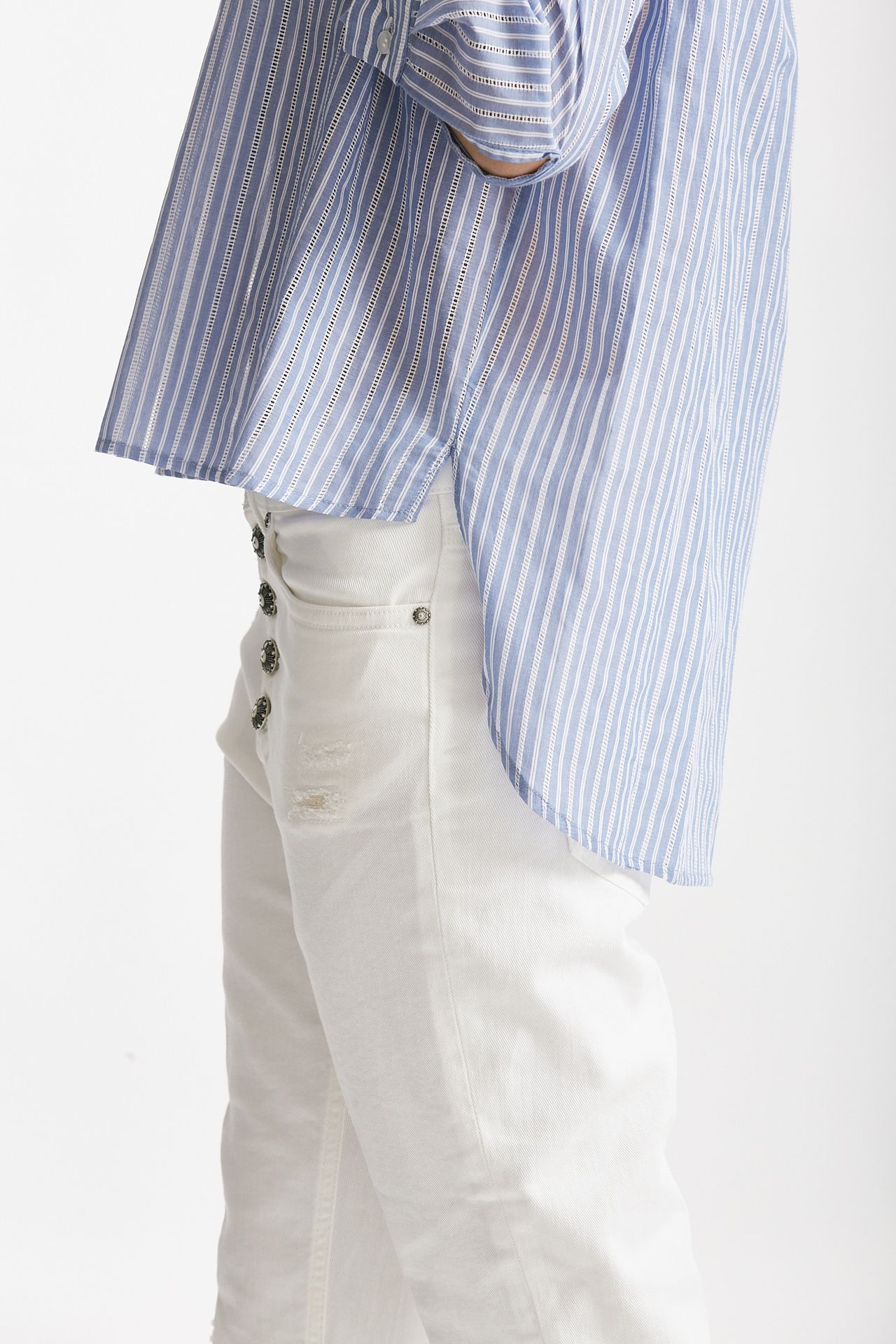 camicia rigata azzurra e bianca women ( p - s ) - 6