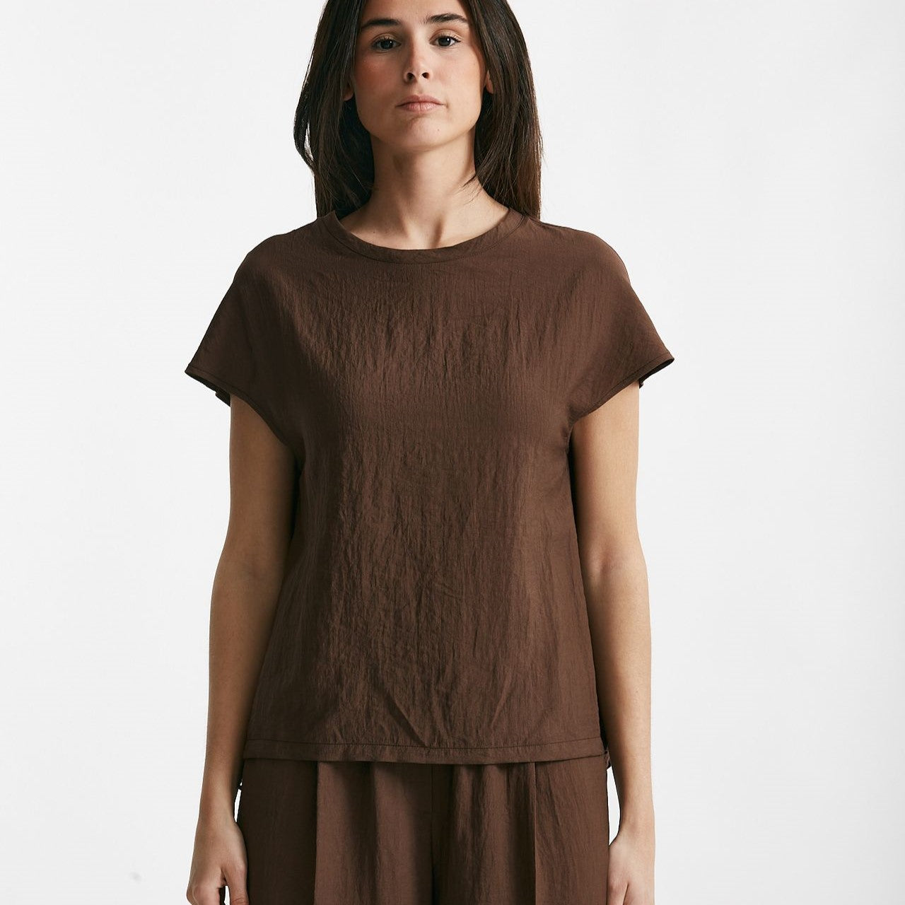 camicia effetto stropicciato marrone women ( p - s ) - 8