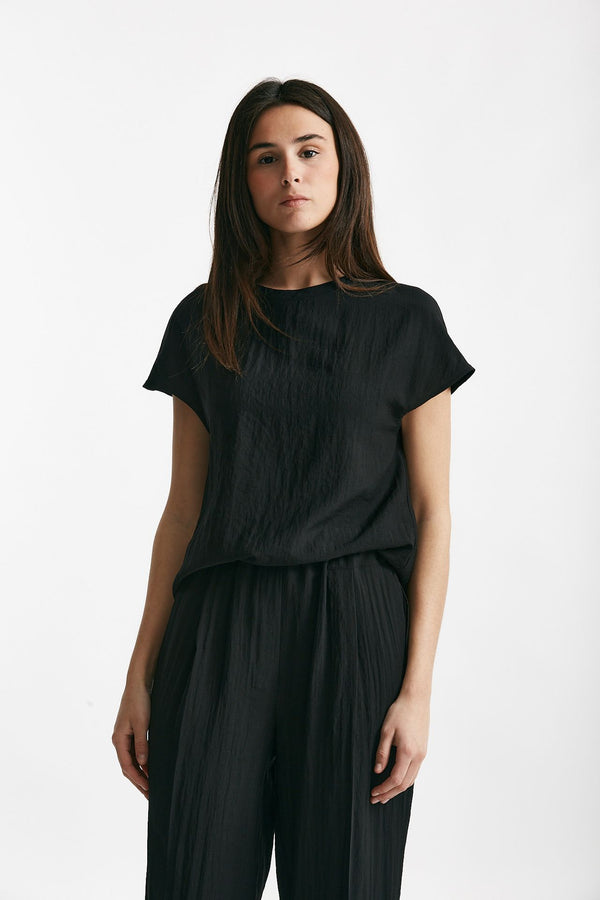 camicia effetto stropicciato nero women ( p - s )