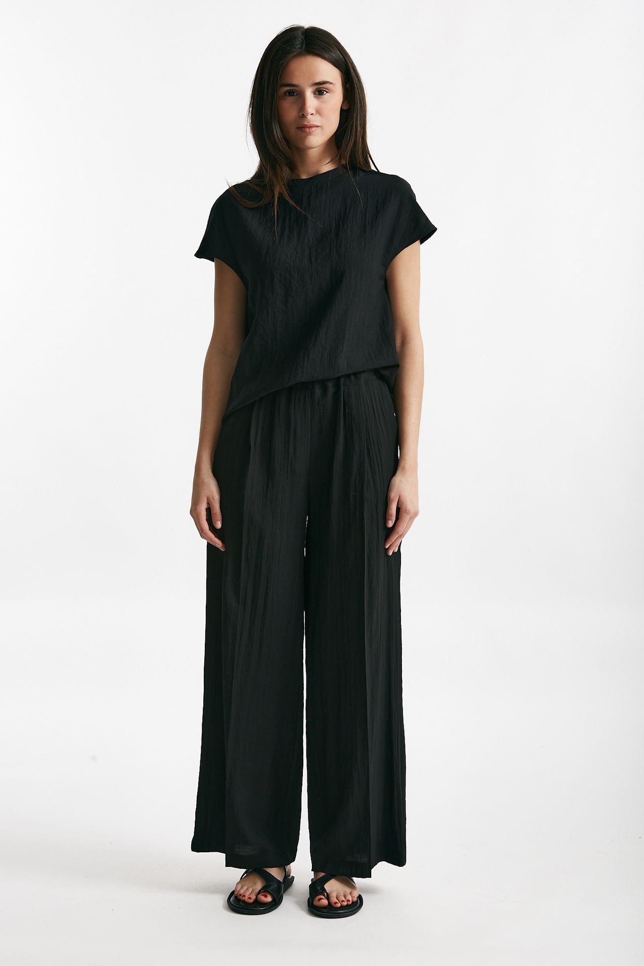 pantalone effetto stropicciato nero women ( p - s ) - 1