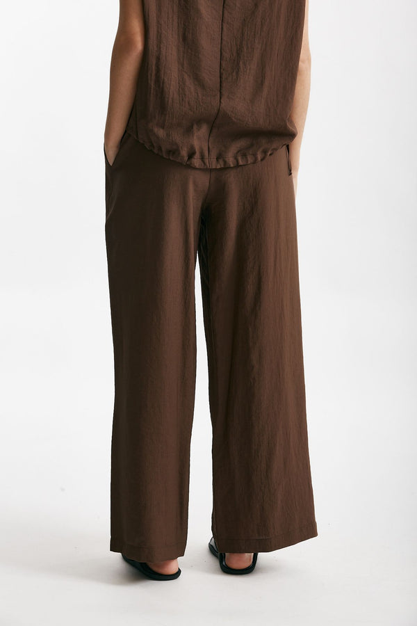 pantalone effetto stropicciato marrone women ( p - s )