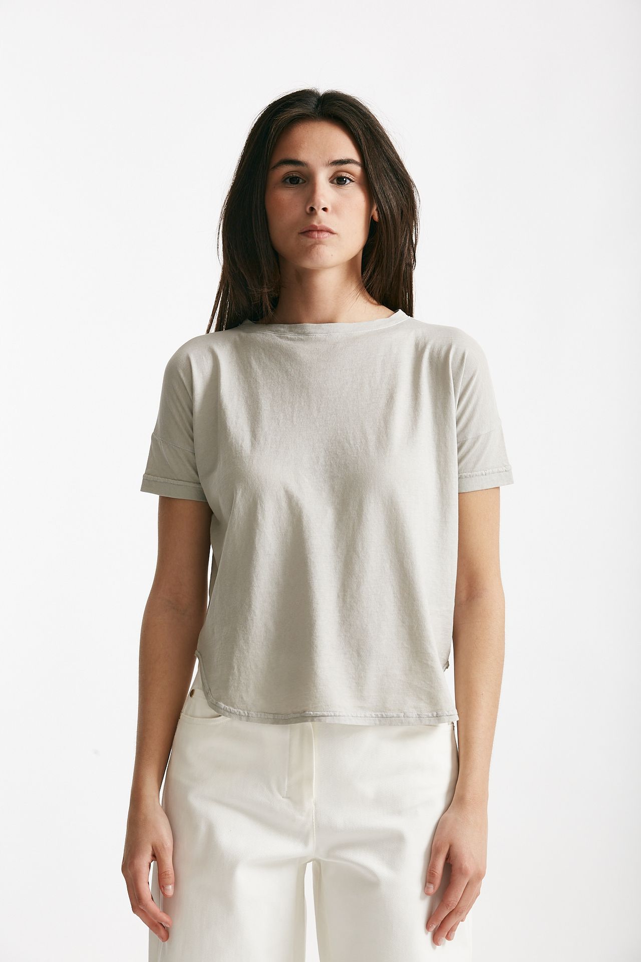 t-shirt scatolina crop grigio chiaro women ( p - s ) - 1
