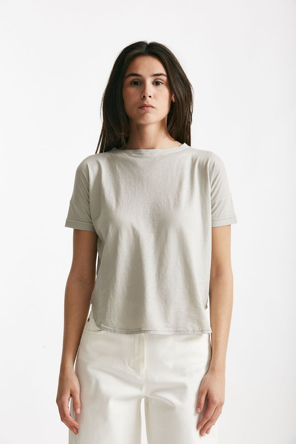 t-shirt scatolina crop grigio chiaro women ( p - s )