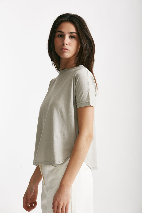 t-shirt scatolina crop grigio chiaro women ( p - s )