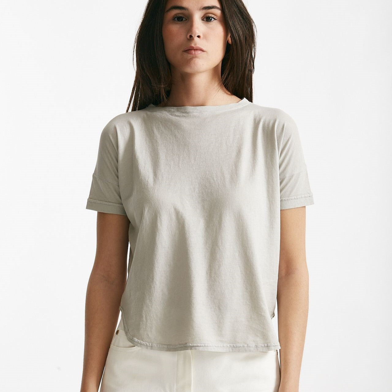 t-shirt scatolina crop grigio chiaro women ( p - s ) - 5