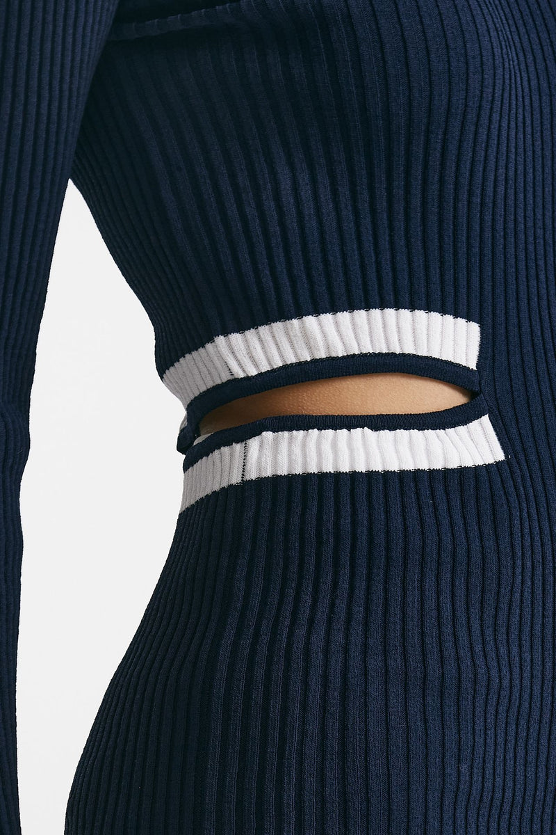 maglia girocollo cut out blu e bianca women Seafarer - 5