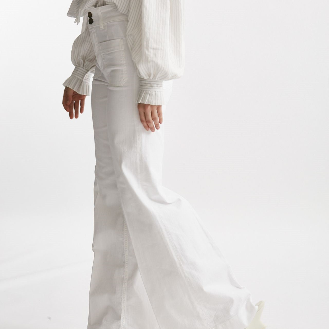 jeans a zampa bianco vita alta women Seafarer - 7