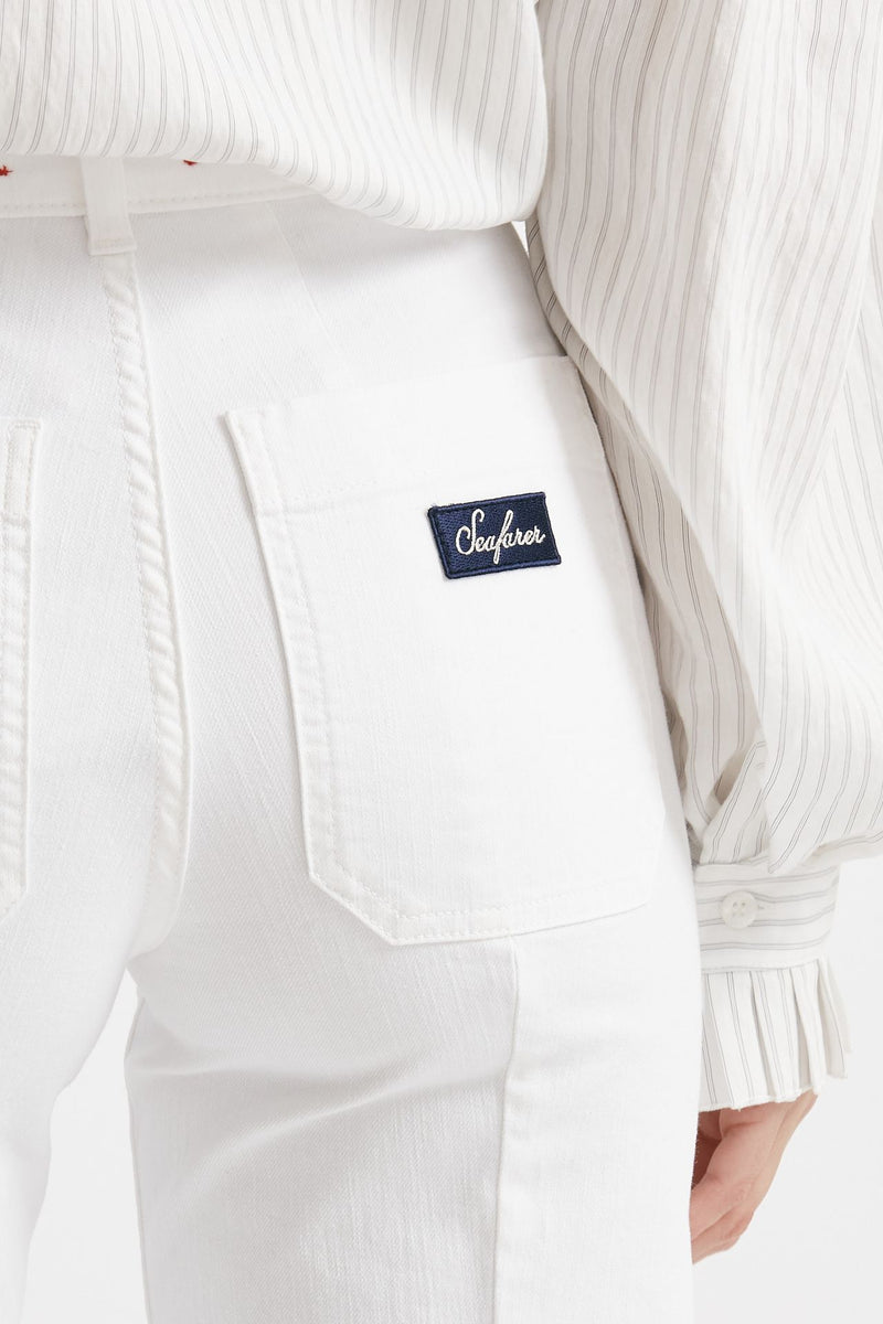 jeans a zampa bianco vita alta women Seafarer - 6
