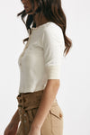 t-shirt serafino a costine panna e beige women Seafarer - 2