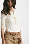 t-shirt serafino a costine panna e beige women Seafarer - 4