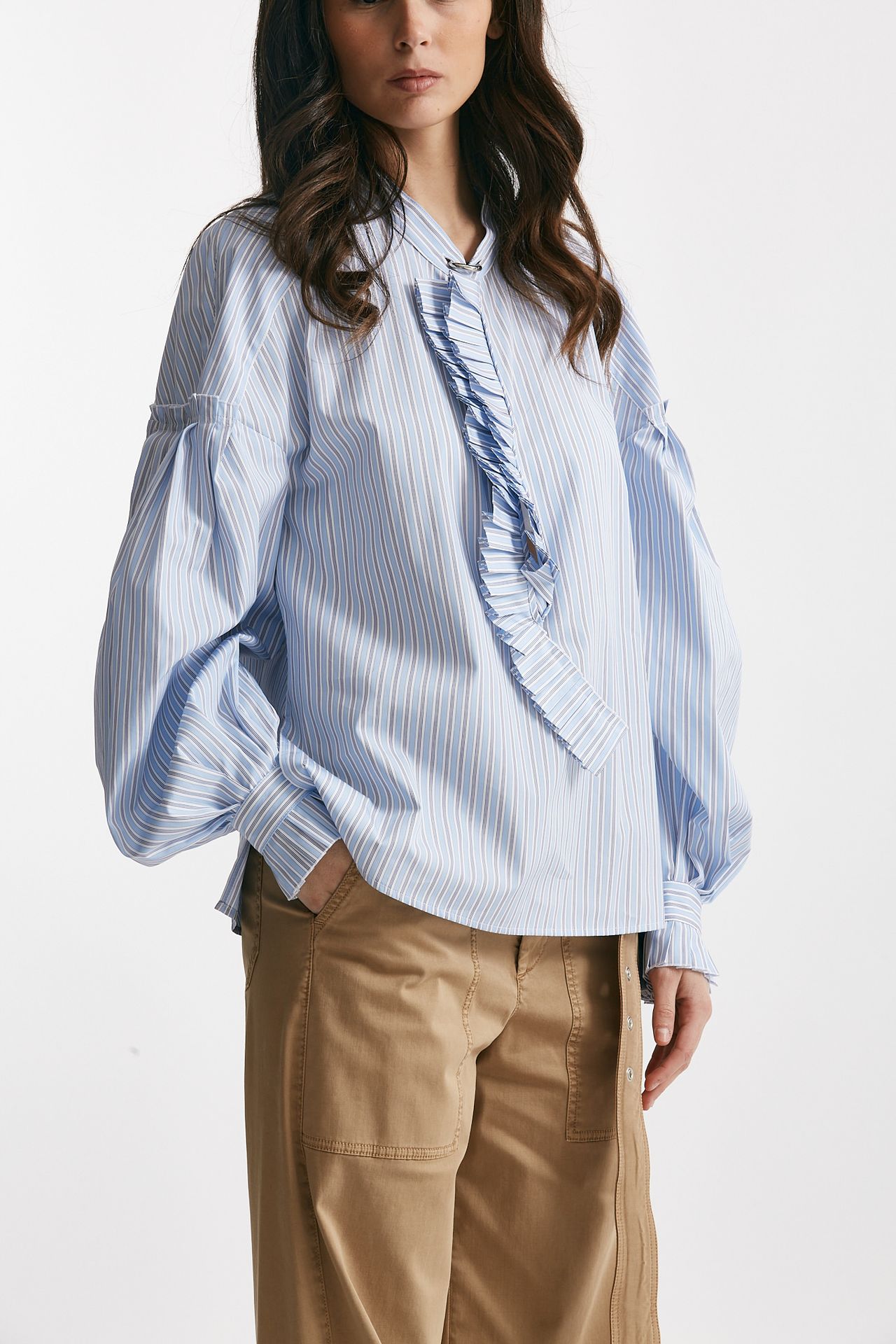 camicia rigata bianco e azzurro over women Seafarer - 4