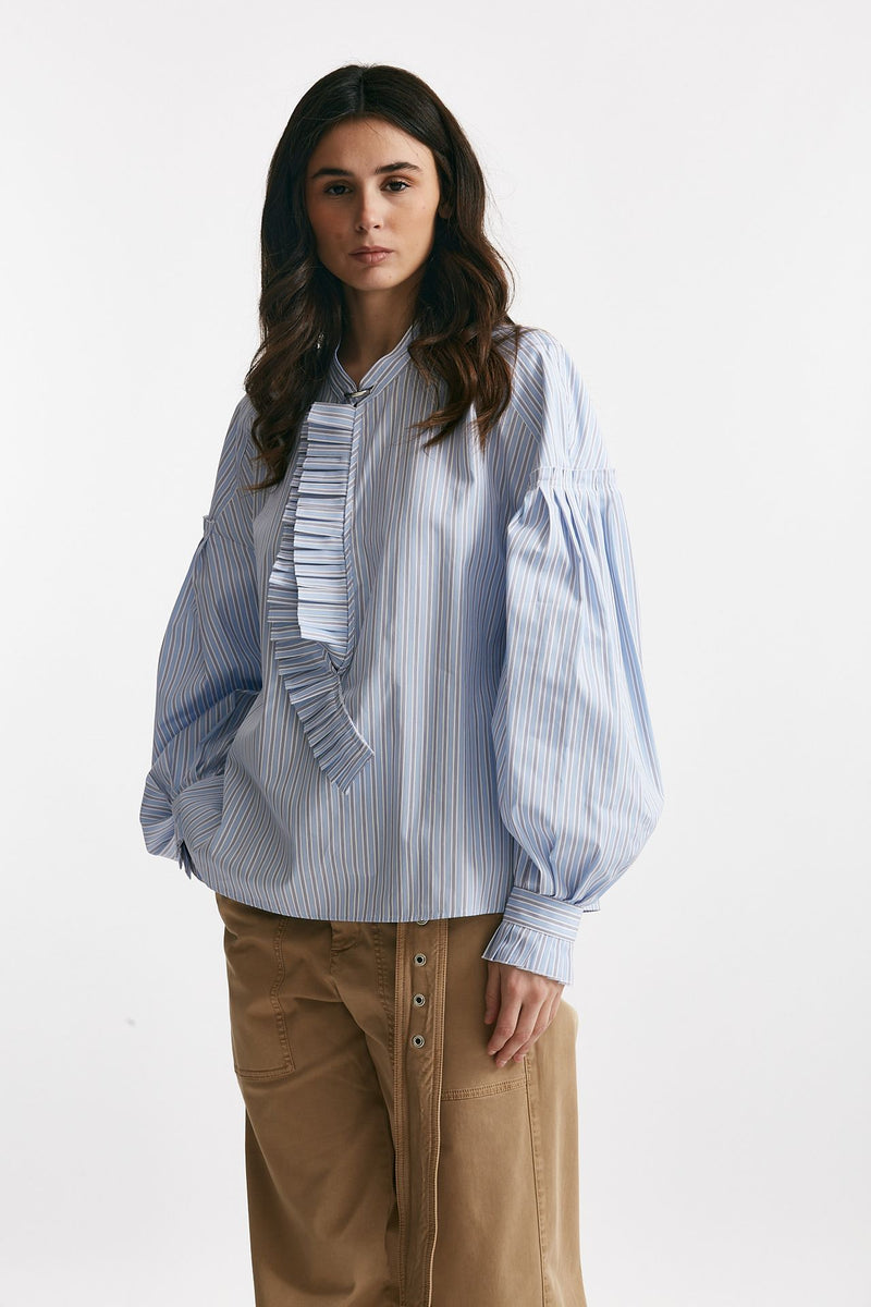 camicia rigata bianco e azzurro over women Seafarer - 5