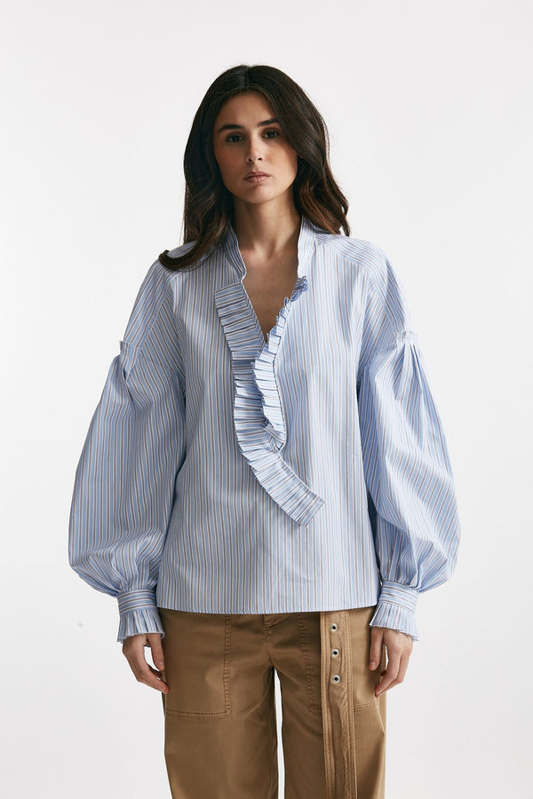 camicia rigata bianco e azzurro over women Seafarer
