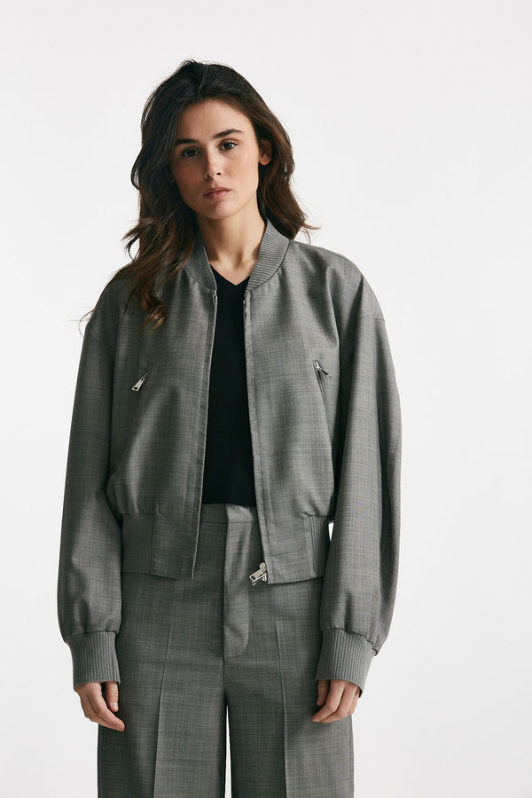 bomber in tela di lana grigio women Seafarer