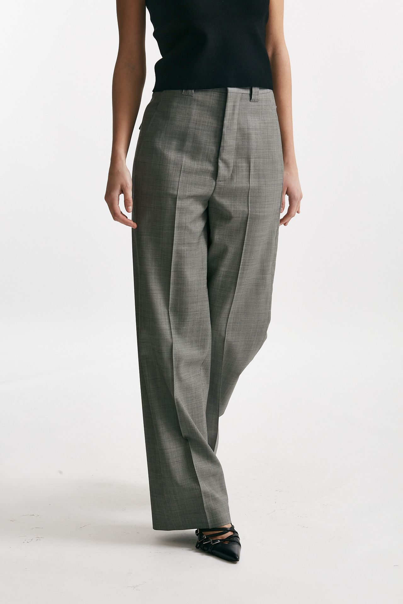 pantalone in tela di lana grigio vita alta women Seafarer - 1