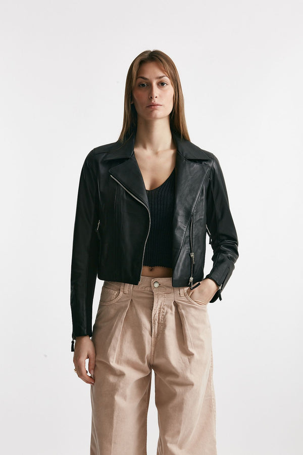 chiodo in pelle nero women Myskin