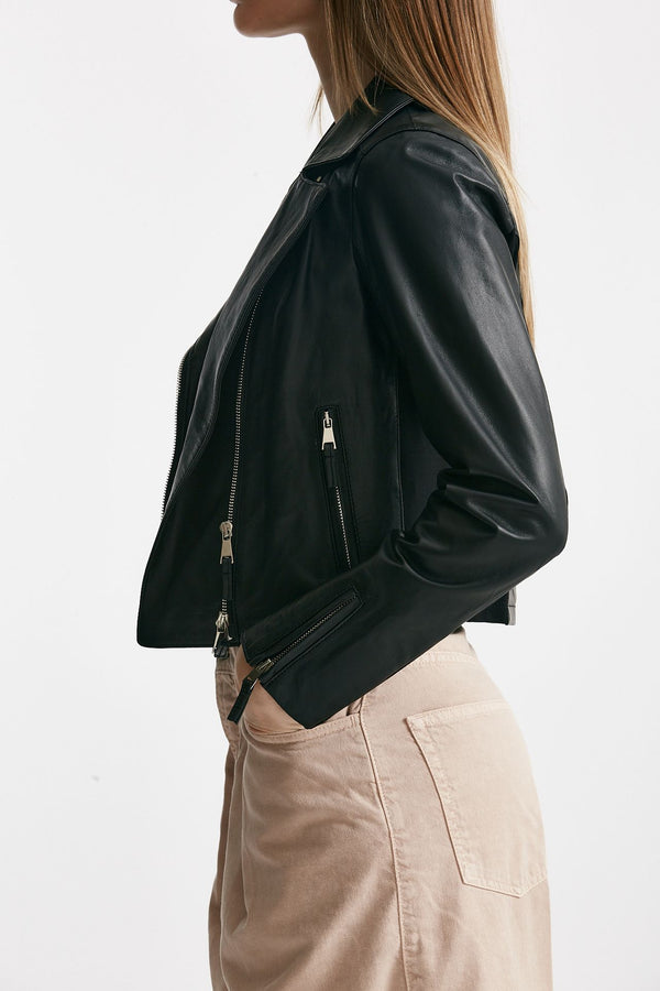chiodo in pelle nero women Myskin