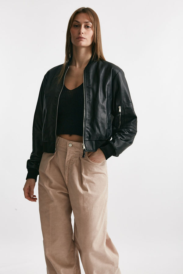 bomber in pelle nero women Myskin