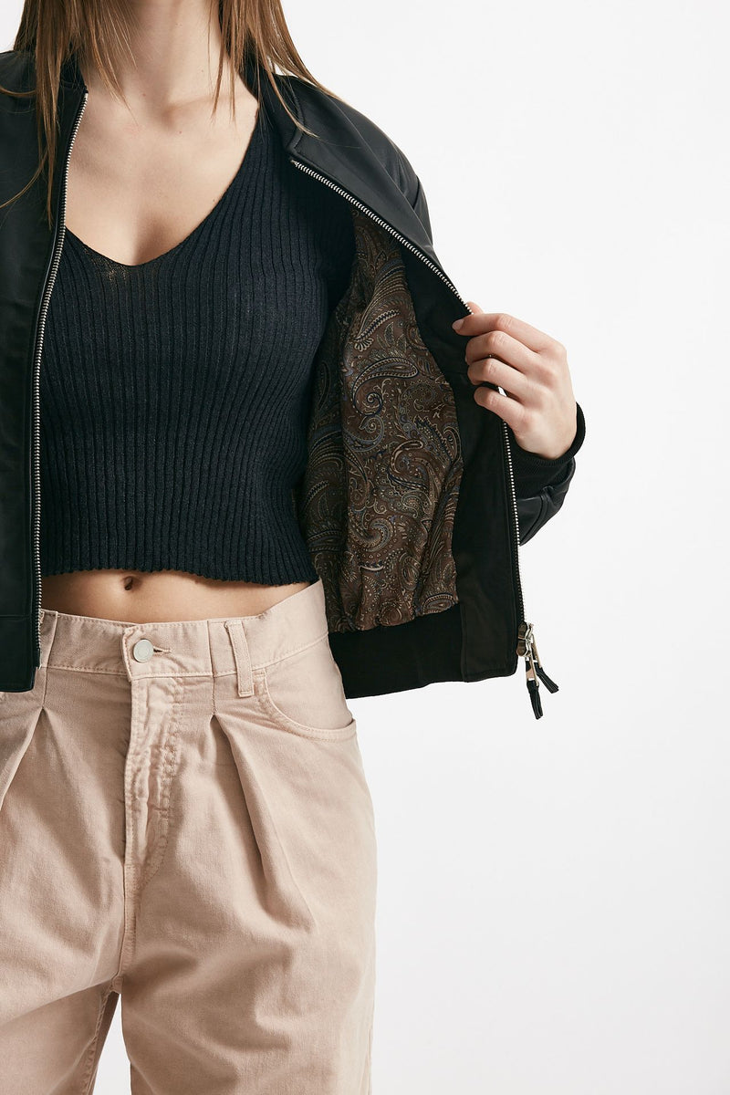 bomber in pelle nero women Myskin - 8