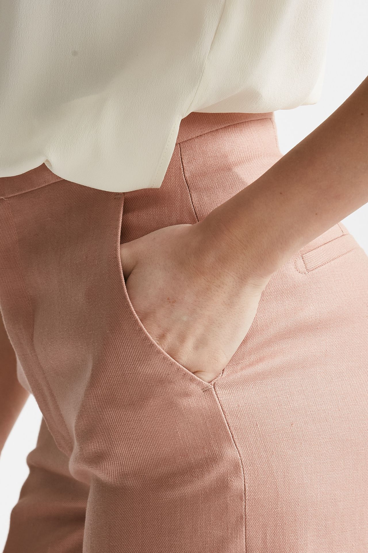 bermuda in lino vita alta rosa women Tagliatore - 5
