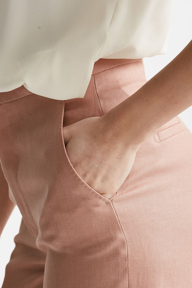 bermuda in lino vita alta rosa women Tagliatore - 5