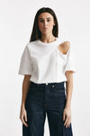 t-shirt girocollo cut out bianco women Federica tosi - 5