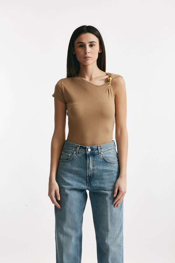 top in viscosa cammello women Federica tosi