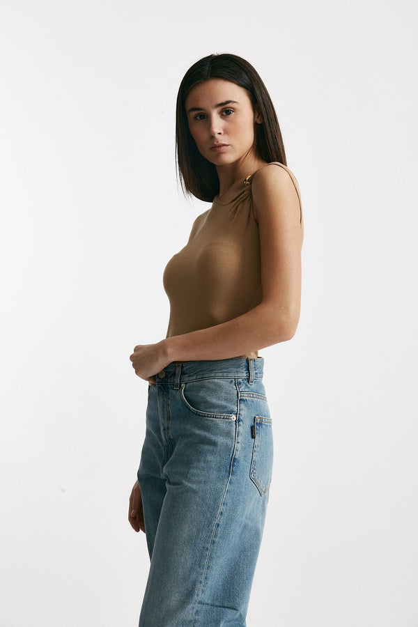 top in viscosa cammello women Federica tosi