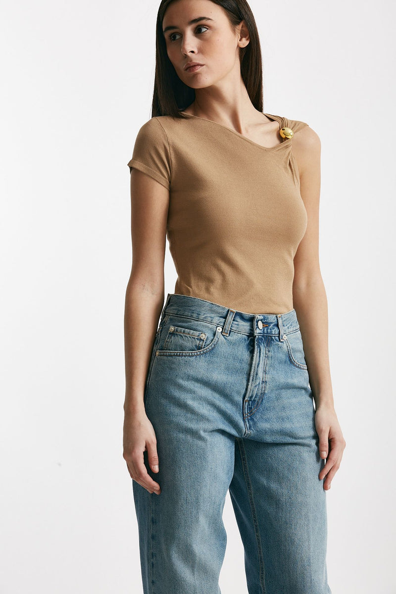 top in viscosa cammello women Federica tosi - 4