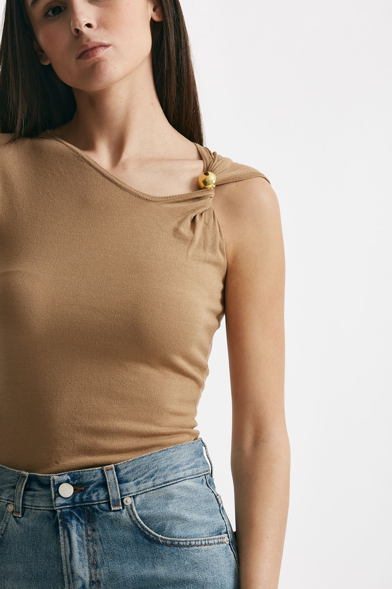 top in viscosa cammello women Federica tosi - 5