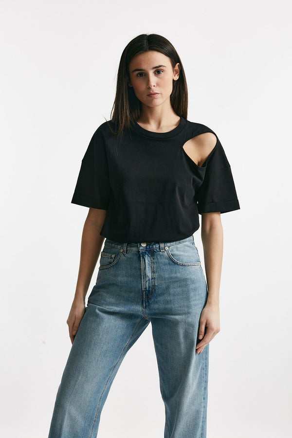t-shirt cut out nero women Federica tosi