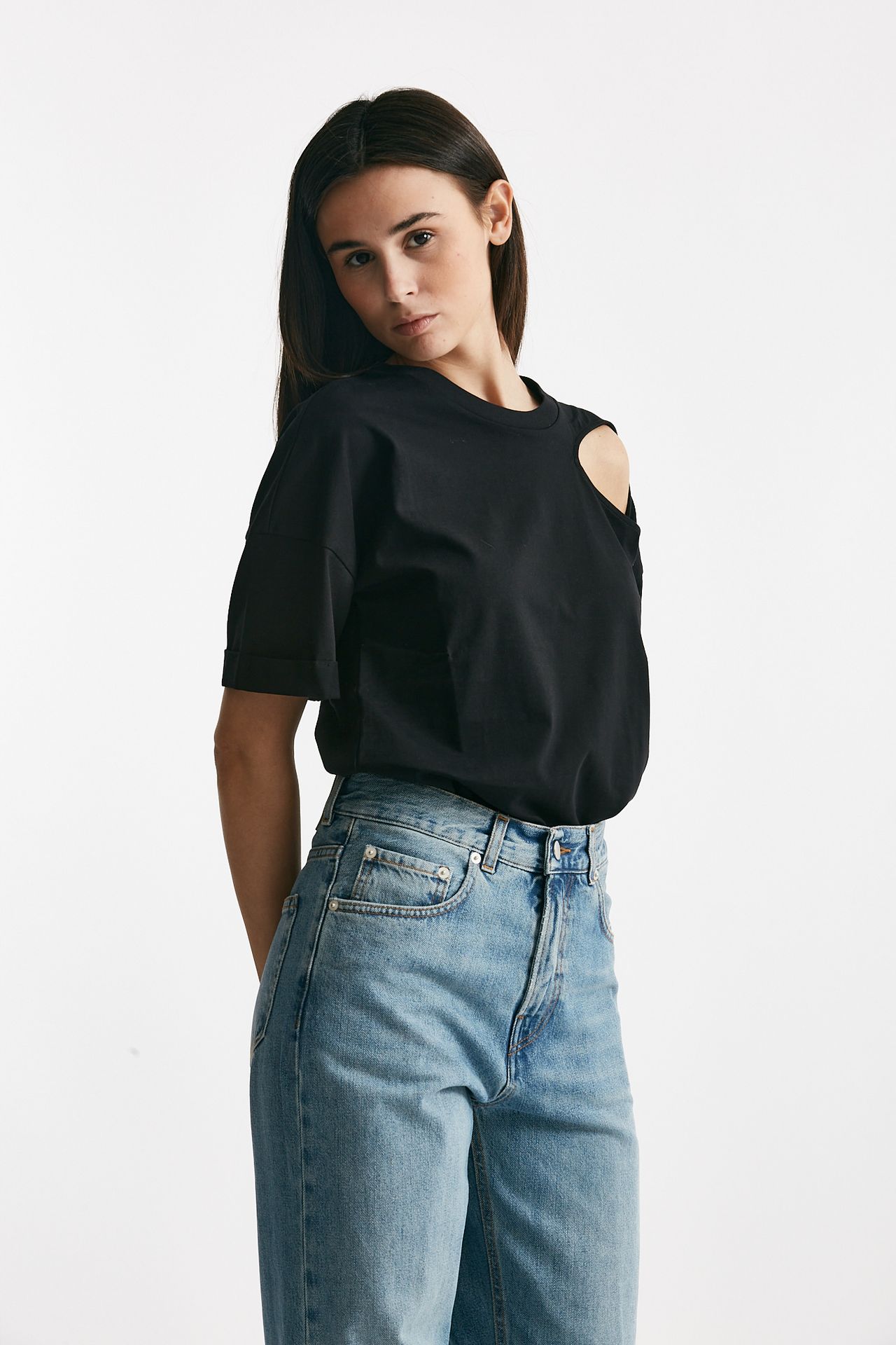 t-shirt cut out nero women Federica tosi - 4