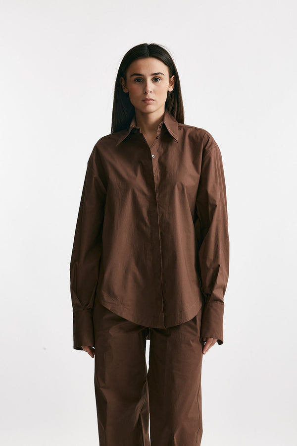 camicia over marrone cioccolato women Federica tosi
