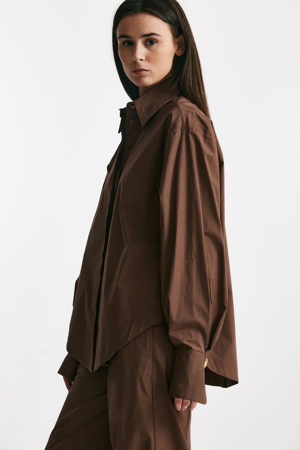 camicia over marrone cioccolato women Federica tosi