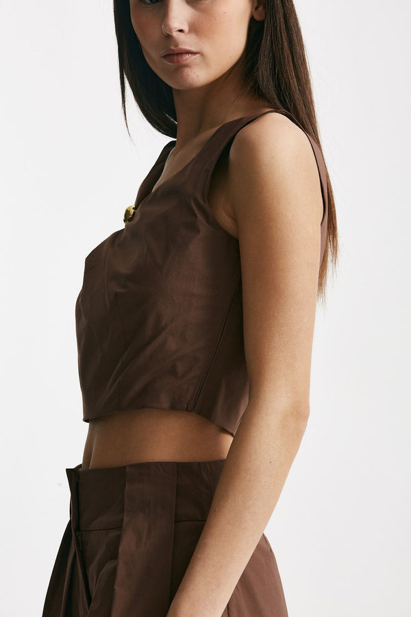 top crop monospalla cioccolato women Federica tosi
