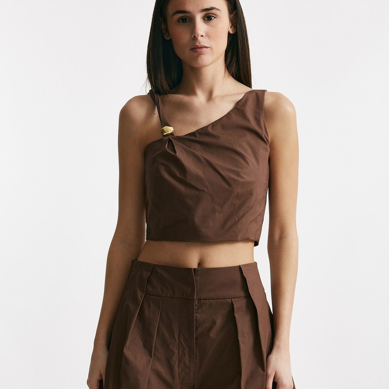 top crop monospalla cioccolato women Federica tosi - 7