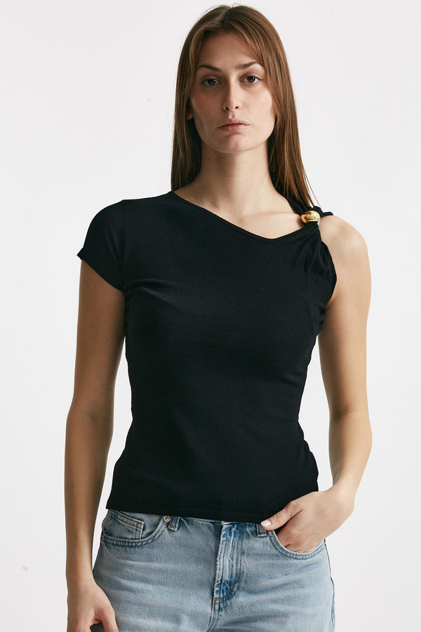 top in viscosa nero women Federica tosi