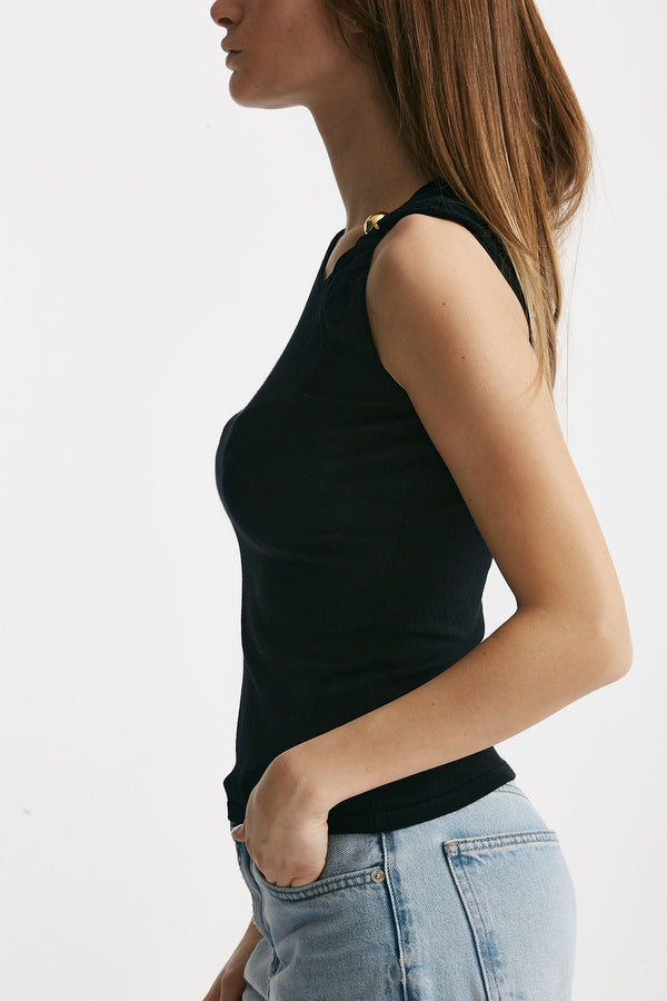 top in viscosa nero women Federica tosi