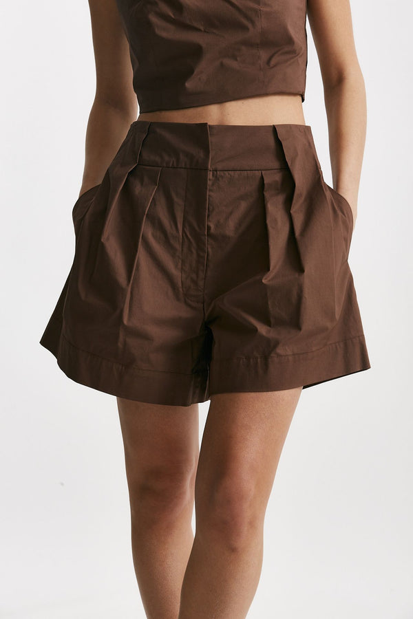 short pinces vita alta marrone cioccolato women Federica tosi