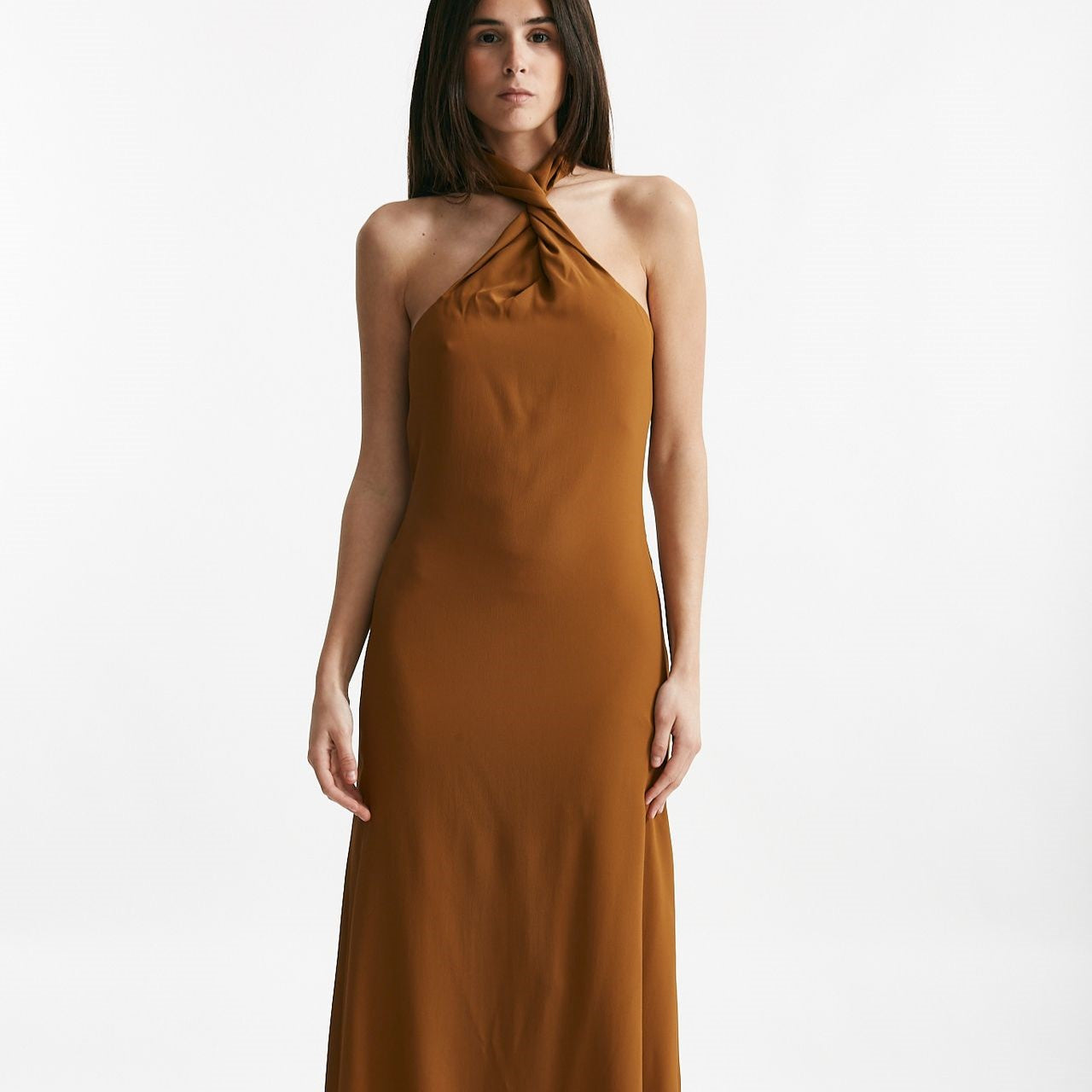 abito lungo misto seta ocra women Federica tosi - 5