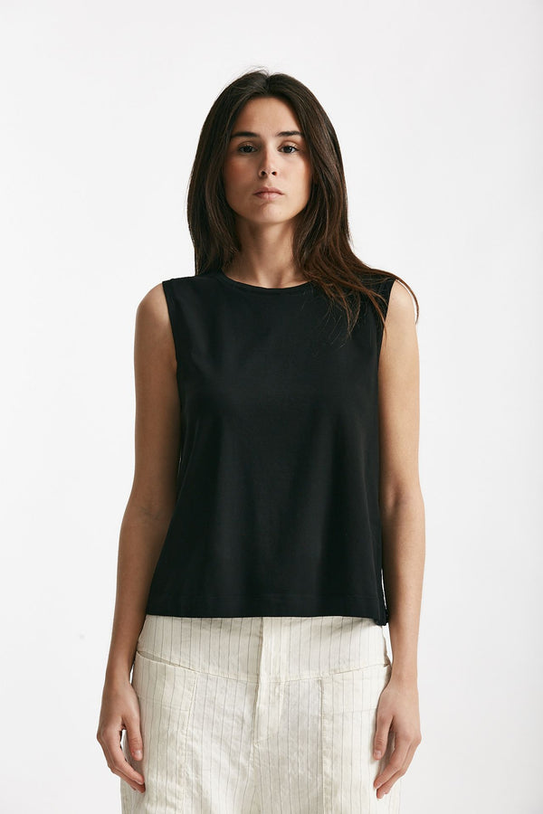 top in cotone nero women Transit par such
