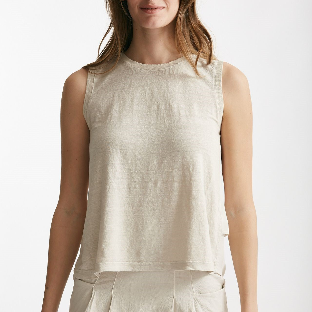 top in cotone e lino beige women Transit par such - 6