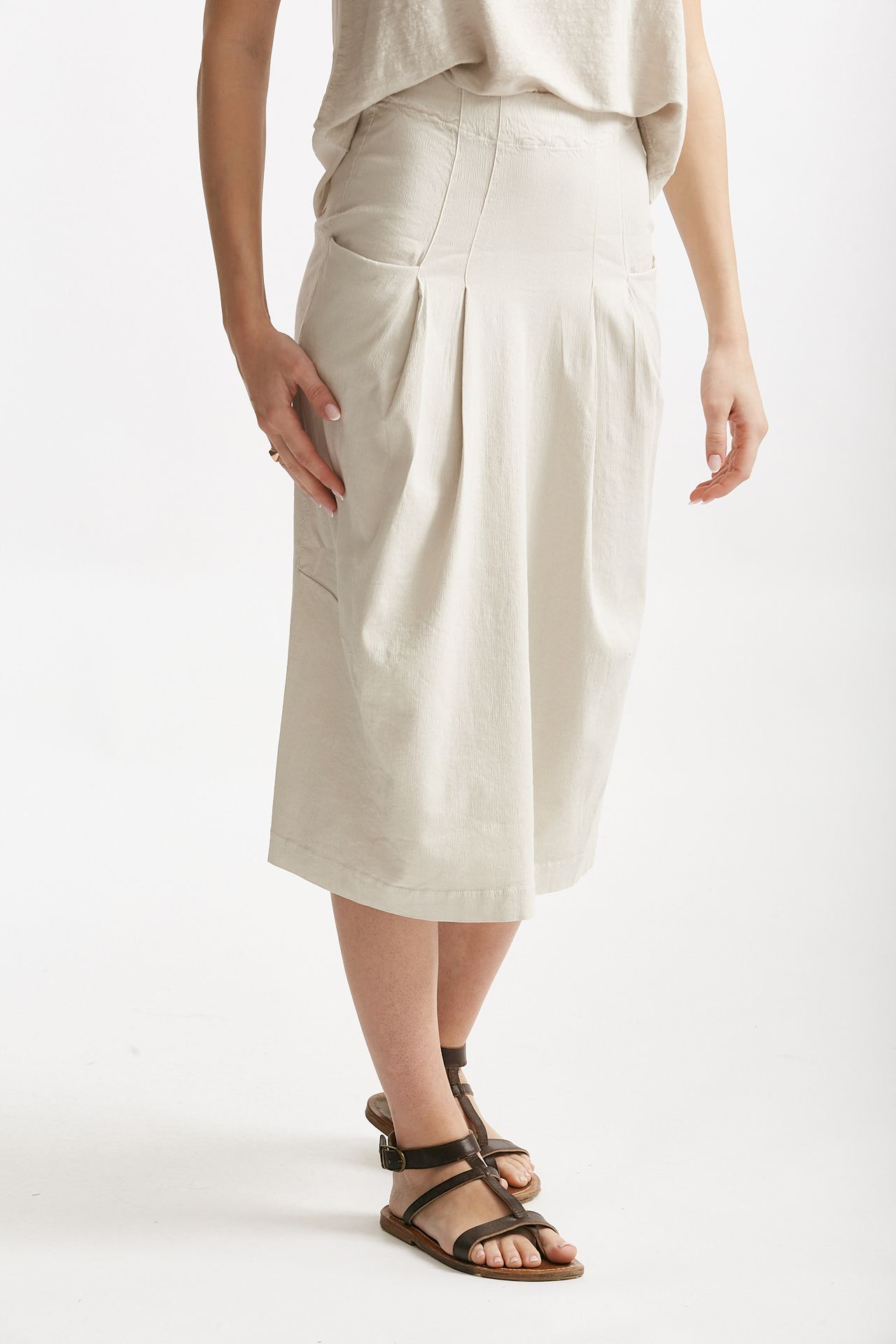 gonna midi in cotone beige women Transit par such - 3