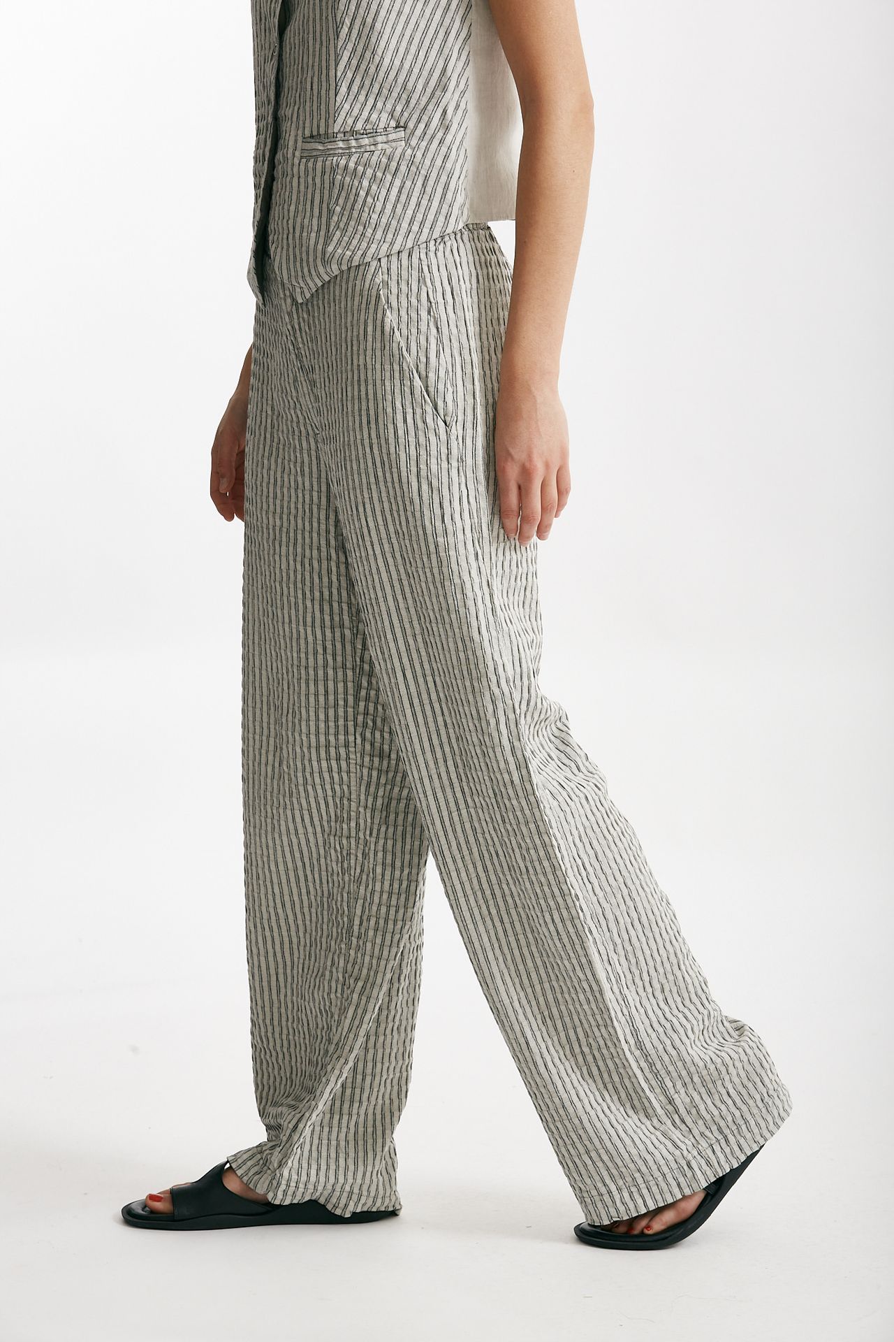 pantaloni largo gessato grigio e nero women Transit par such - 2