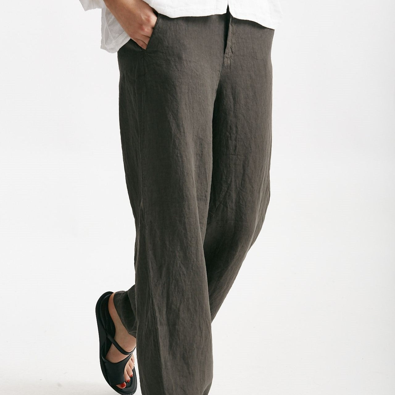 pantaloni in lino grigio scuro women Transit par such - 7